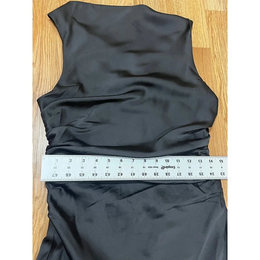 Lulus Black Elegant Cowl Neck Maxi Dress Gown M Cut Out Back Formal Prom Glam - Picture 9 of 11